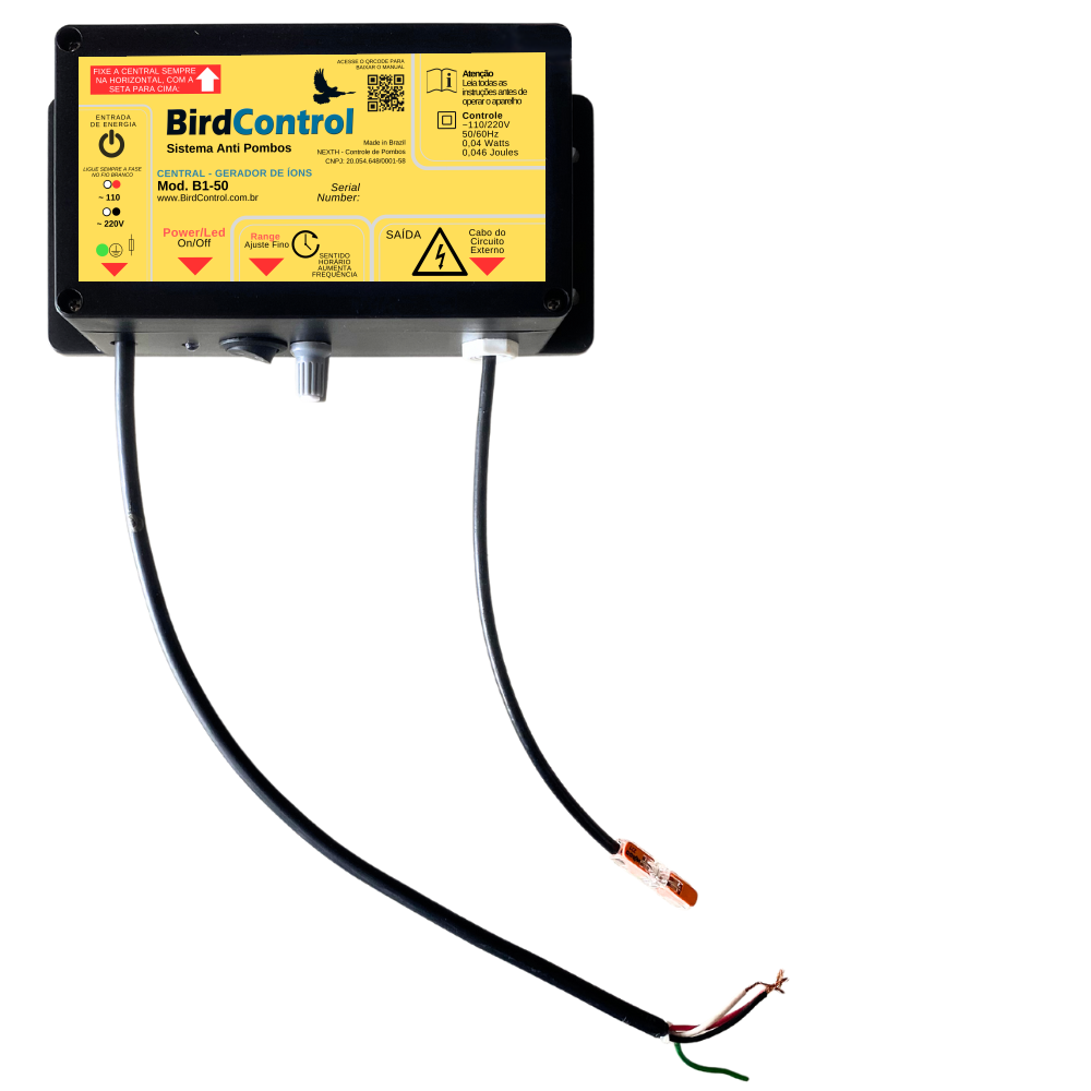 Repelente de Pombos Bird Control - Modelo B1-50 - Até 50m² ou 70m Lineares