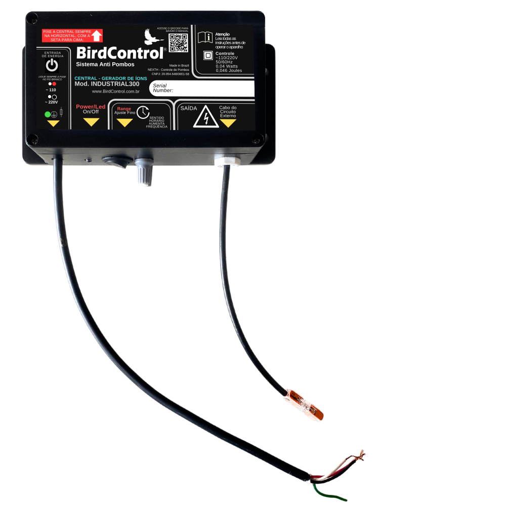 Repelente de Pombos Bird Control - Modelo INDUSTRIAL300 - Até 300m² ou 200m Lineares