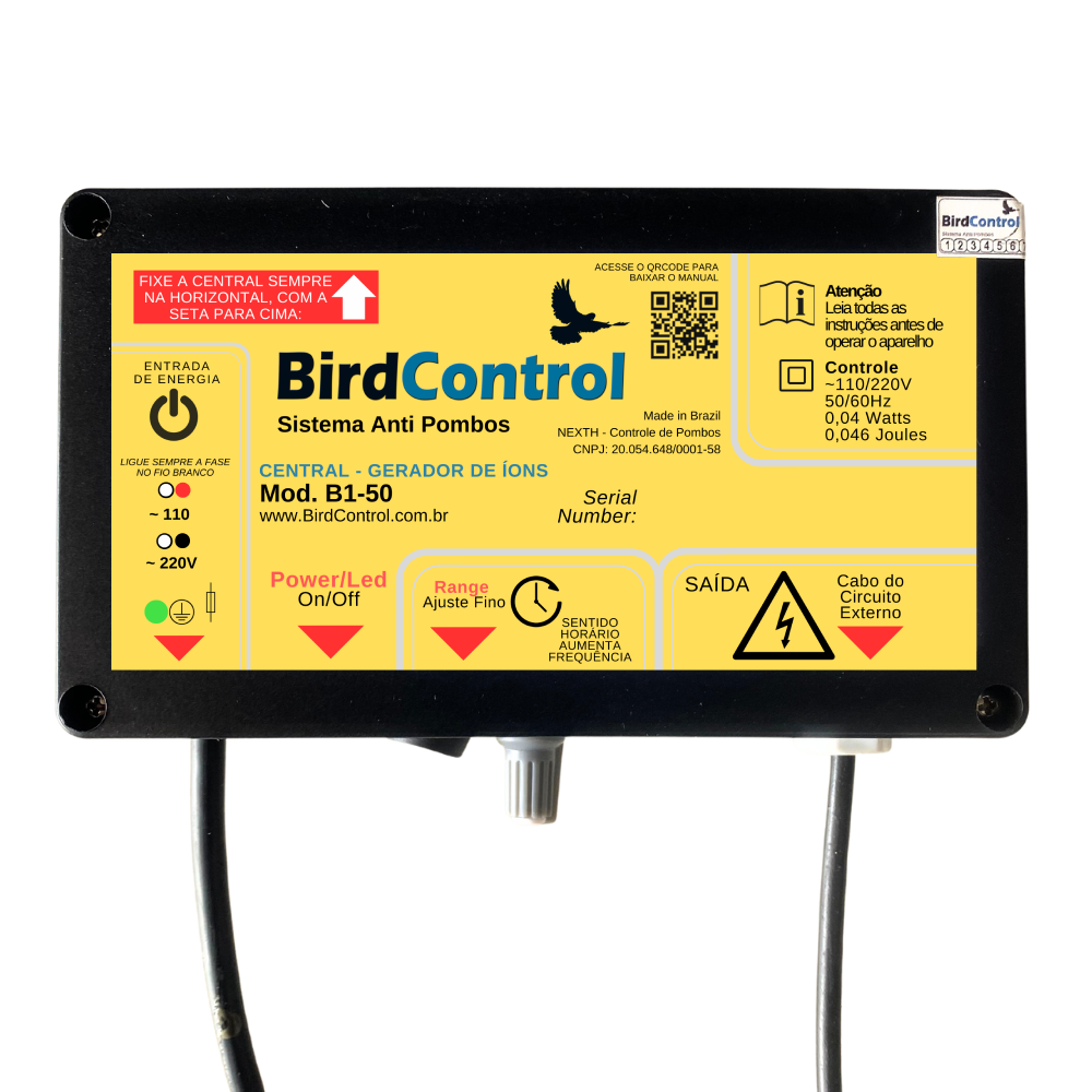 Repelente de Pombos Bird Control - Modelo B1-50 - Até 50m² ou 70m Lineares