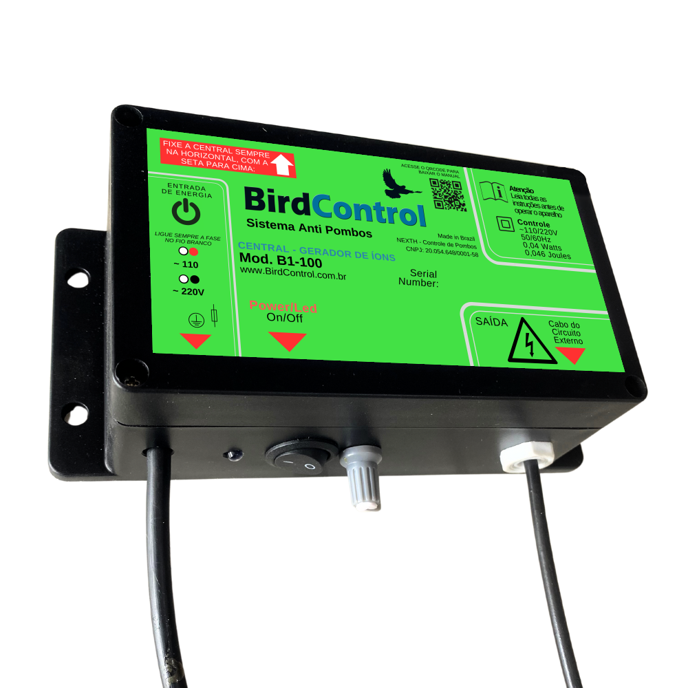 Repelente de Pombos Bird Control - Modelo B1-100 - Até 100m² ou 100m Lineares