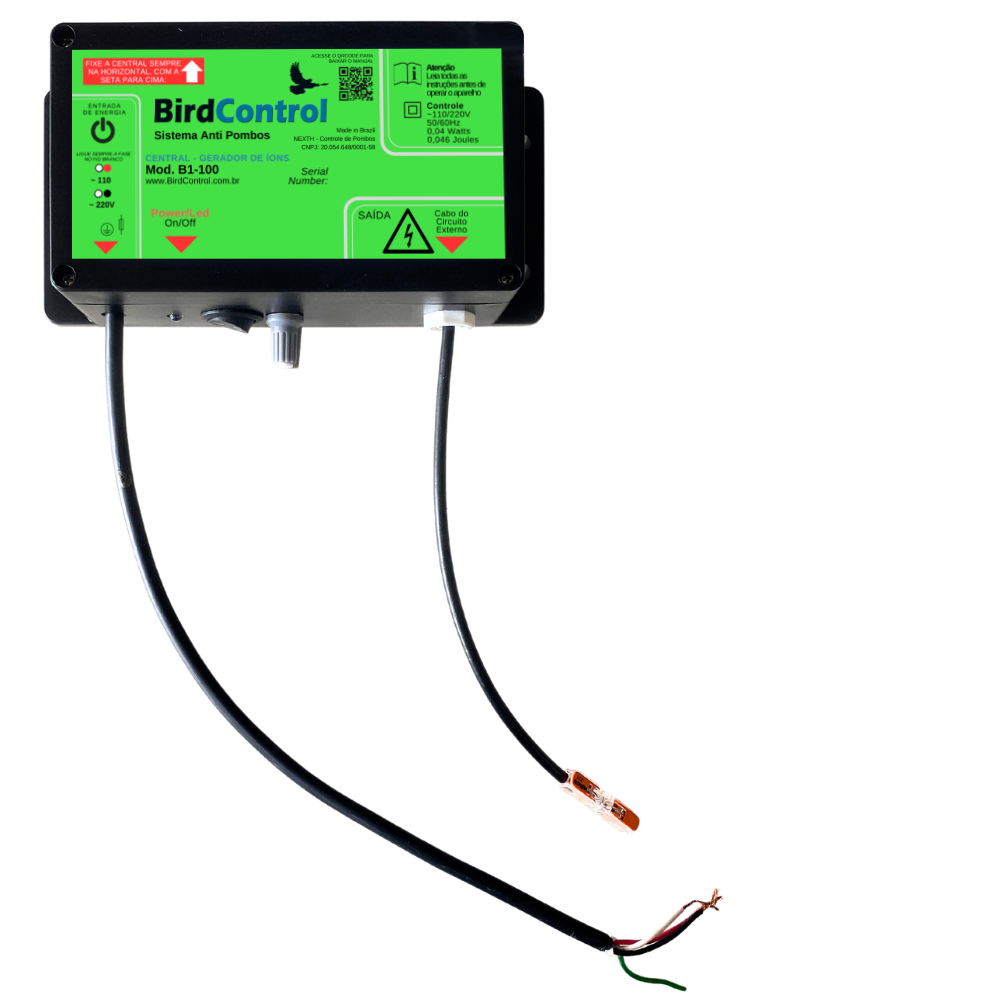 Repelente de Pombos Bird Control - Modelo B1-100 - Até 100m² ou 100m Lineares