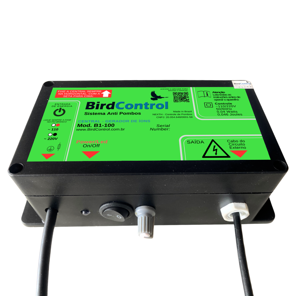 Repelente de Pombos Bird Control - Modelo B1-100 - Até 100m² ou 100m Lineares